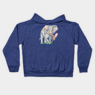 Ice cream eating elephant Kids Hoodie